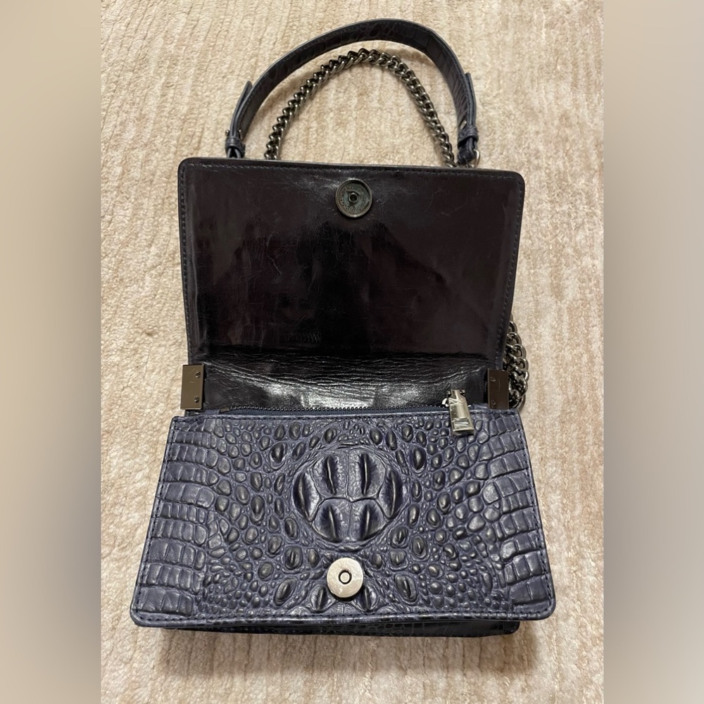 Sondra Roberts New York Blue Faux Croc Print Crossbody or Shoulder Bag or Clutch - Picture 5 of 16